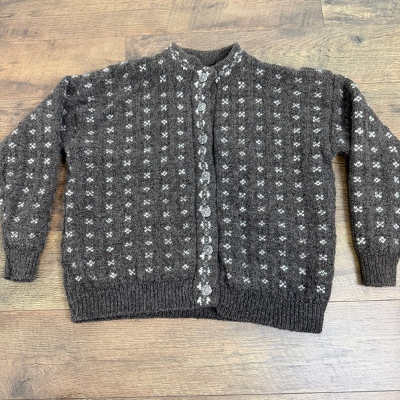 Alps Sweaters - Alps Vintage 100% Wool Fair Isle Cardigan Sweater Brown Womens XL Made in USA